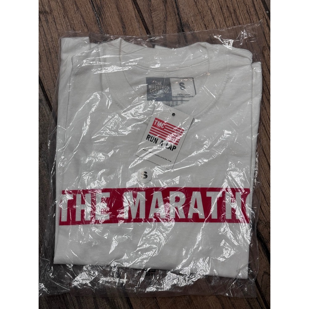 The Marathon Clothing TMC Run A Lap White Graphic TShirt Small Nipsey Hussle NEW